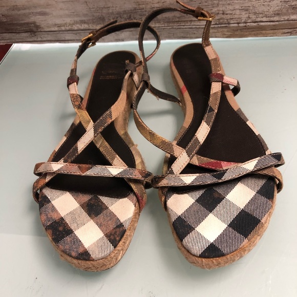 Burberry plaid canvas espadrille sandal 41 - Picture 6 of 7